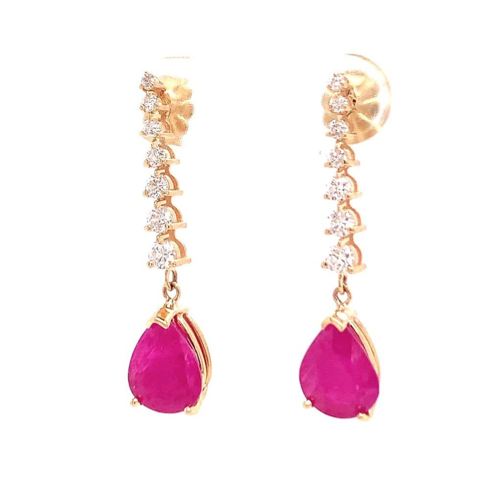 Natural Ruby Diamond Earrings 14k Gold 5.42 TCW Certified $4,950 018662 - Picture 6 of 13